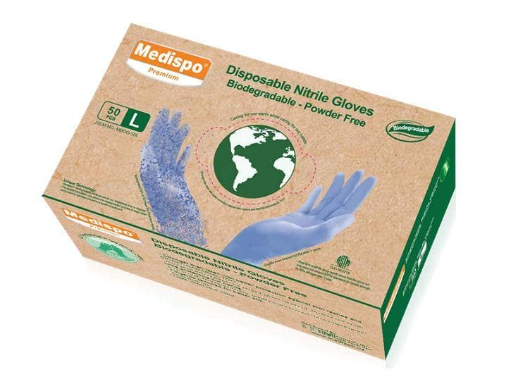 Medispo Bio-Nitrile Biodegradable Exam Gloves, Case of 1000 pcs. (MG-M2BiLB) Gloves Medispo 