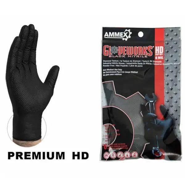 Ammex GWHD6PKBLK Blk Hd Nitr Gloves 6 Pack, 6 mils, 6-Pack Gloves Ammex 