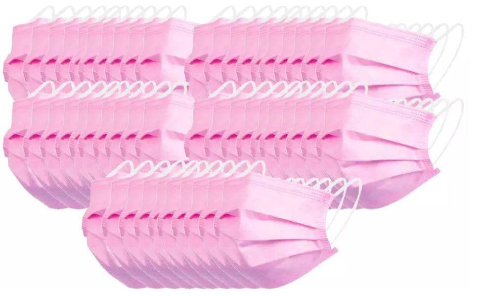 Disposable Pink Face Mask, 3-Ply - 50pc (FM-4P) Face Masks VizoCare 