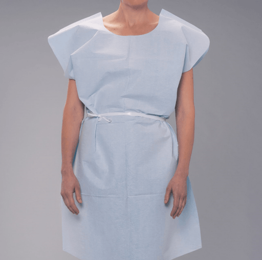 TIDI- CHOICE EXAM GOWNS-POLY/TISSUE; TISSUE INSIDE EMBOSSED TO POLY OUTSIDE, PREVENTS LEAK THROUGH- 30" X 42" Tidi 