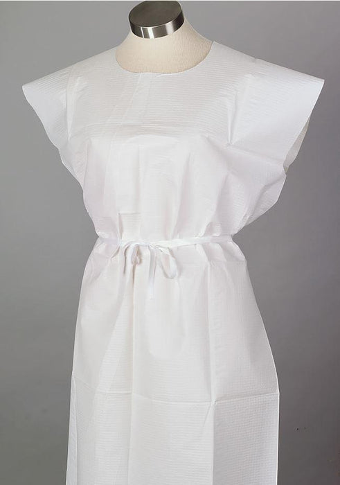 TIDI- CHOICE EXAM GOWNS- EXAM GOWN, TISSUE/POLY/TISSUE, FRONT OR BACK OPENING- 30" X 42" Tidi White 