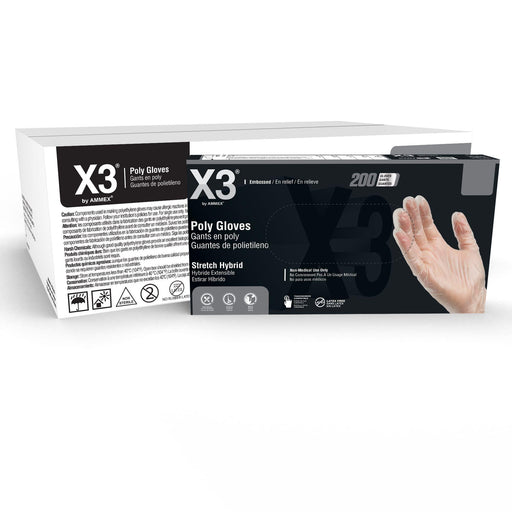 Ammex X3 200 Clear TPE Ind Glove Gloves Ammex 