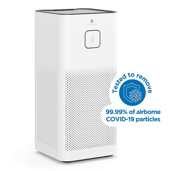 The Medify Air MA-50 uses H13 True HEPA filter with three levels of filtration to catch and remove allergens, pet dander, and more