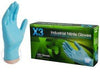 AMMEX X3 Blue Nitrile Industrial Gloves, 3 mil, Large, 100/Box  (X346100BX)