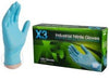 AMMEX X3 Blue Nitrile Industrial Gloves, 3 mil, X-Large, 100/Box (X348100BX)